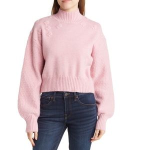 EVER AFTER Floral Mock Neck Sweater In Pink Lavender Color- New With Tag